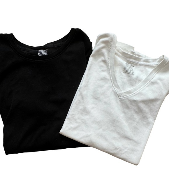 Cherokee White Black Cotton Short Sleeve Tee Shirts Medium Nwot Set Of 2